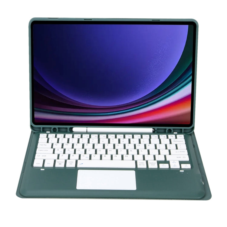 For Samsung Galaxy Tab S9 FE+ A810B-A Touch Pad Detachable Bluetooth Keyboard Leather Tablet Case(Dark Green) - Samsung Keyboard by PMC TechLife | Online Shopping South Africa | PMC TechLife