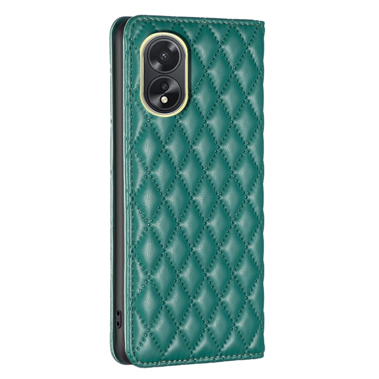 For OPPO A38 4G Diamond Lattice Magnetic Leather Flip Phone Case(Green) - A38 Cases by PMC TechLife | Online Shopping South Africa | PMC TechLife | Buy Now Pay Later Mobicred