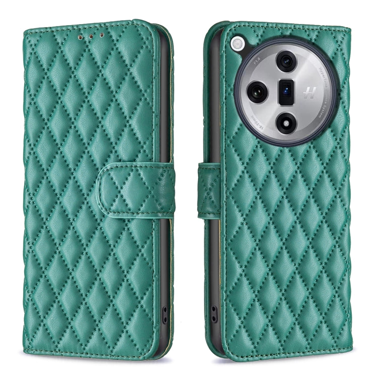 For OPPO Find X7 Ultra Diamond Lattice Wallet Leather Flip Phone Case(Green) - Find X7 Ultra Cases by PMC TechLife | Online Shopping South Africa | PMC TechLife | Buy Now Pay Later Mobicred