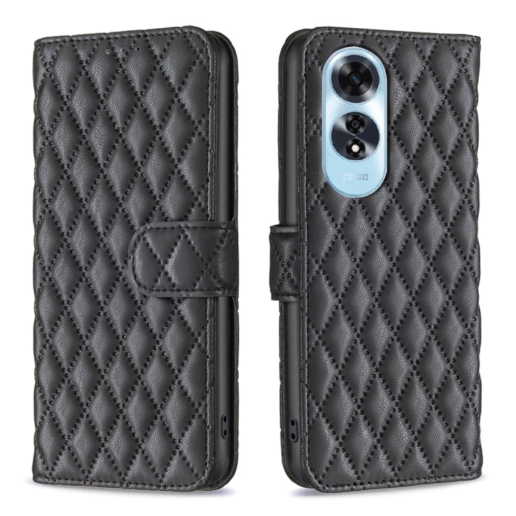 For OPPO A60 Diamond Lattice Wallet Leather Flip Phone Case(Black) - OPPO Cases by PMC TechLife | Online Shopping South Africa | PMC TechLife | Buy Now Pay Later Mobicred
