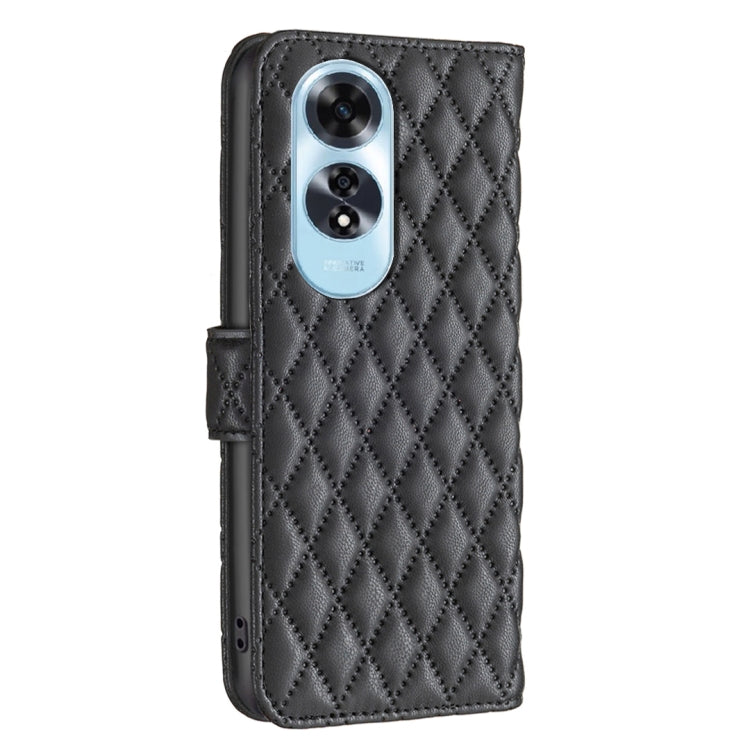 For OPPO A60 Diamond Lattice Wallet Leather Flip Phone Case(Black) - OPPO Cases by PMC TechLife | Online Shopping South Africa | PMC TechLife | Buy Now Pay Later Mobicred
