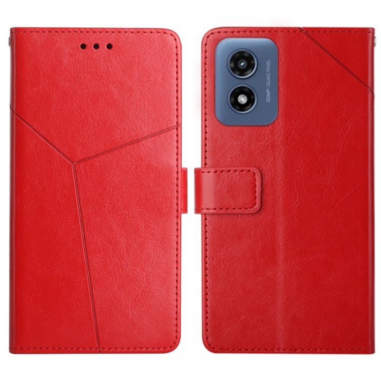 For Motorola Moto G Play 5G 2024 HT01 Y-shaped Pattern Flip Leather Phone Case(Red) - Motorola Cases by PMC Jewellery | Online Shopping South Africa | PMC Jewellery | Buy Now Pay Later Mobicred