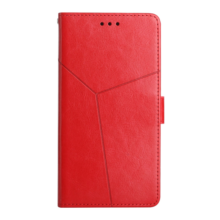 For Motorola Moto G Play 5G 2024 HT01 Y-shaped Pattern Flip Leather Phone Case(Red) - Motorola Cases by PMC Jewellery | Online Shopping South Africa | PMC Jewellery | Buy Now Pay Later Mobicred
