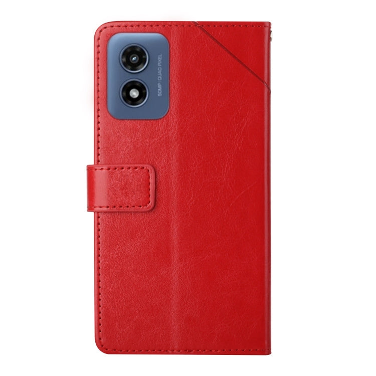 For Motorola Moto G Play 5G 2024 HT01 Y-shaped Pattern Flip Leather Phone Case(Red) - Motorola Cases by PMC Jewellery | Online Shopping South Africa | PMC Jewellery | Buy Now Pay Later Mobicred