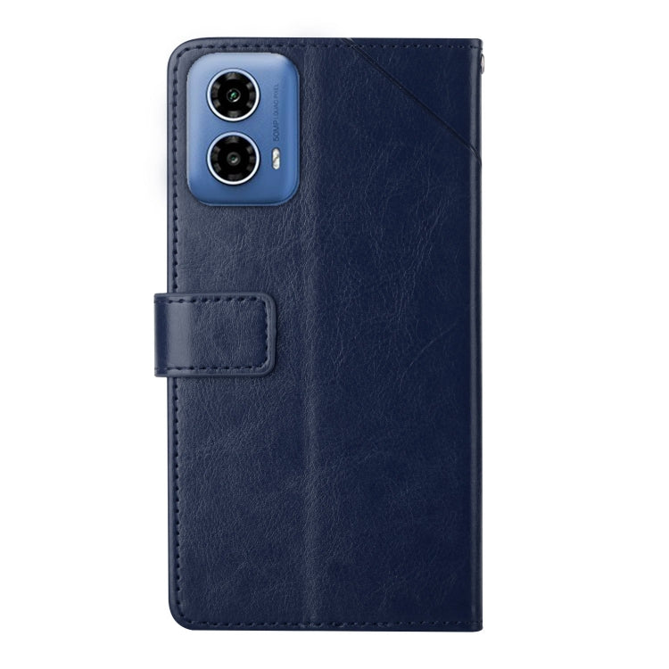 For Motorola Edge 5G 2024 HT01 Y-shaped Pattern Flip Leather Phone Case(Blue) - Motorola Cases by PMC Jewellery | Online Shopping South Africa | PMC Jewellery | Buy Now Pay Later Mobicred