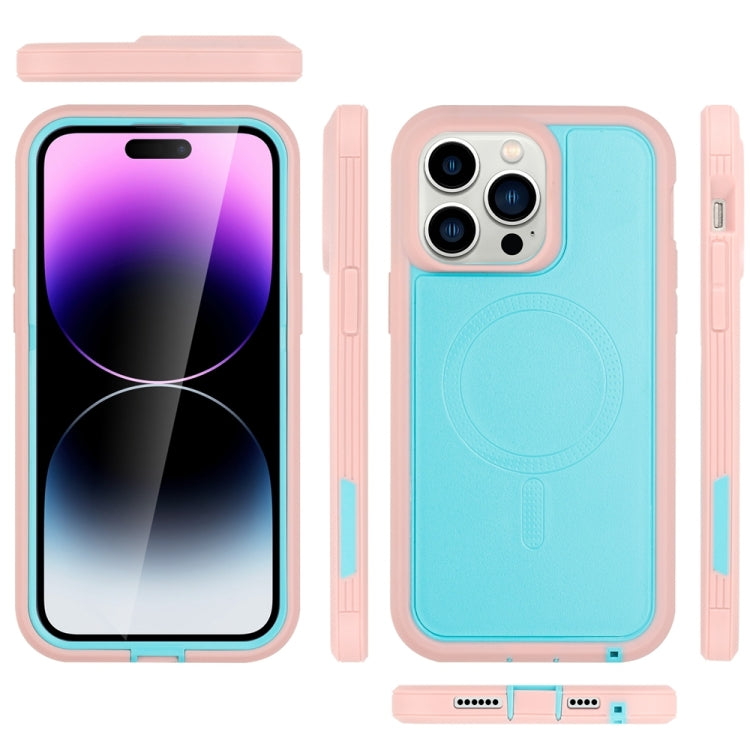 For iPhone 14 Pro Defender Series XT MagSafe Magnetic PC + TPU Shockproof Phone Case(Turquoise+Pink) - iPhone 14 Pro Cases by PMC TechLife | Online Shopping South Africa | PMC TechLife
