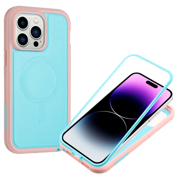 For iPhone 14 Pro Defender Series XT MagSafe Magnetic PC + TPU Shockproof Phone Case(Turquoise+Pink) - iPhone 14 Pro Cases by PMC TechLife | Online Shopping South Africa | PMC TechLife