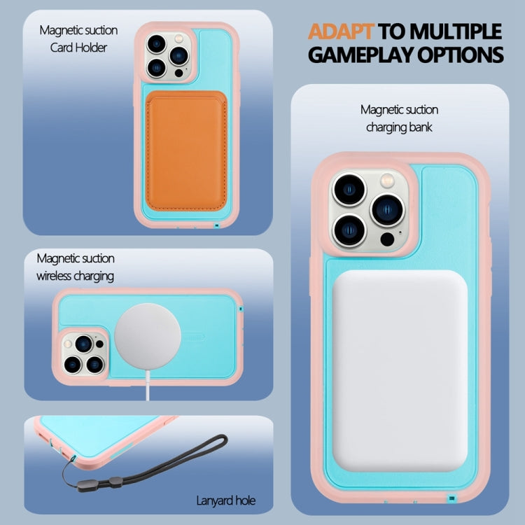 For iPhone 14 Pro Defender Series XT MagSafe Magnetic PC + TPU Shockproof Phone Case(Turquoise+Pink) - iPhone 14 Pro Cases by PMC TechLife | Online Shopping South Africa | PMC TechLife