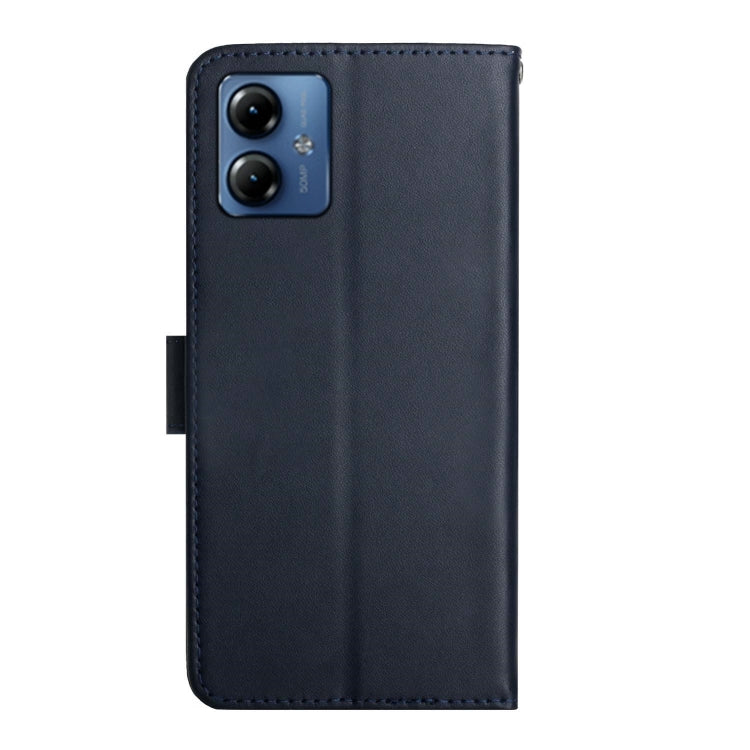 For Motorola Moto G14 Genuine Leather Fingerprint-proof Horizontal Flip Phone Case(Blue) - Motorola Cases by PMC TechLife | Online Shopping South Africa | PMC TechLife | Buy Now Pay Later Mobicred