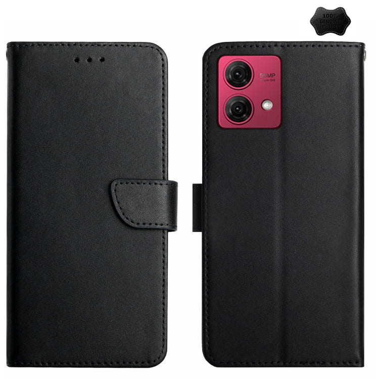 For Motorola Moto G84 Genuine Leather Fingerprint-proof Horizontal Flip Phone Case(Black) - Motorola Cases by PMC TechLife | Online Shopping South Africa | PMC TechLife | Buy Now Pay Later Mobicred
