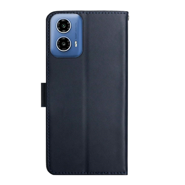 For Motorola Moto G34 5G Genuine Leather Fingerprint-proof Horizontal Flip Phone Case(Blue) - Motorola Cases by PMC TechLife | Online Shopping South Africa | PMC TechLife | Buy Now Pay Later Mobicred