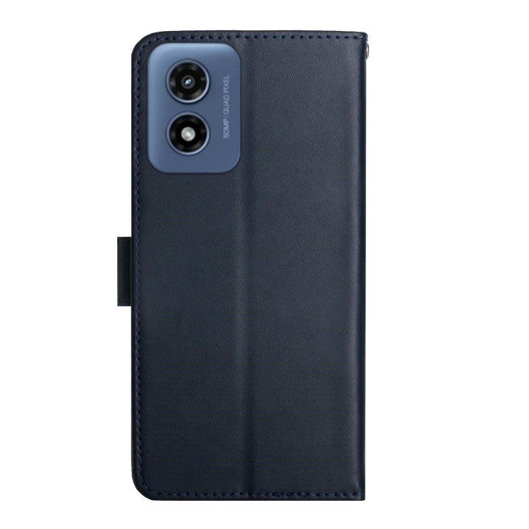 For Motorola Moto G Play 5G 2024 Genuine Leather Fingerprint-proof Horizontal Flip Phone Case(Blue) - Motorola Cases by PMC TechLife | Online Shopping South Africa | PMC TechLife | Buy Now Pay Later Mobicred