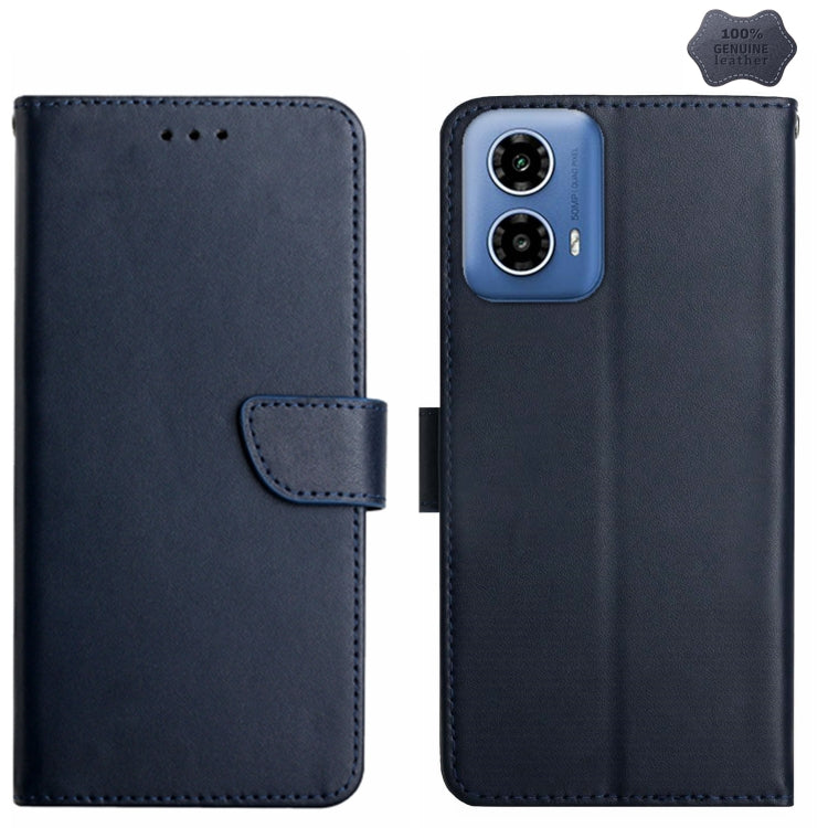 For Motorola Moto G Stylus 5G 2024 Genuine Leather Fingerprint-proof Horizontal Flip Phone Case(Blue) - Motorola Cases by PMC TechLife | Online Shopping South Africa | PMC TechLife | Buy Now Pay Later Mobicred