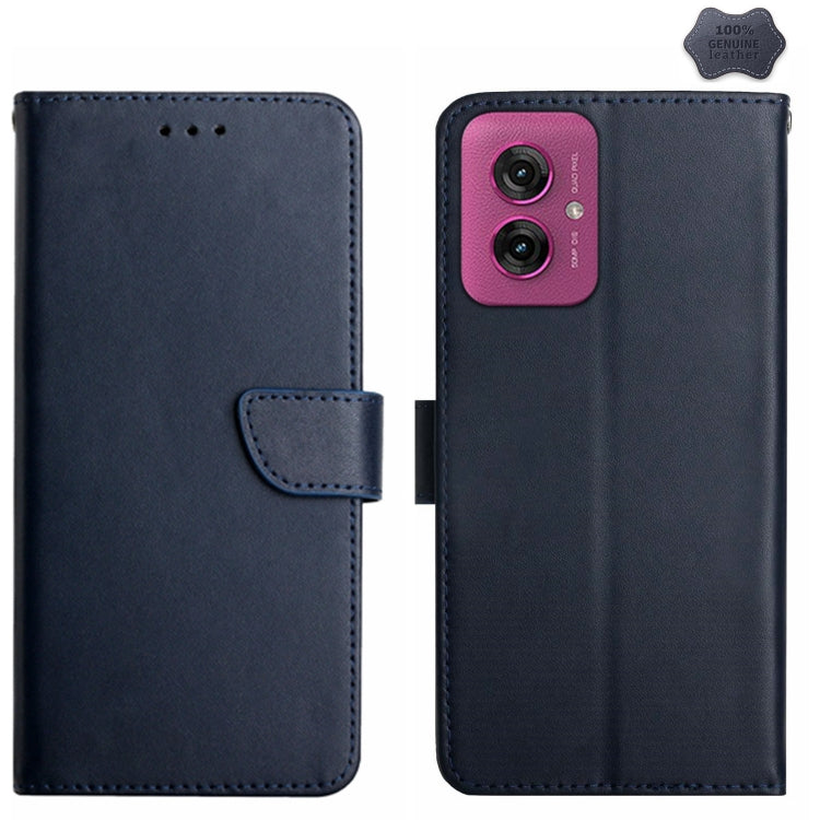 For Motorola Moto G55 5G Genuine Leather Fingerprint-proof Horizontal Flip Phone Case(Blue) - Motorola Cases by PMC TechLife | Online Shopping South Africa | PMC TechLife | Buy Now Pay Later Mobicred