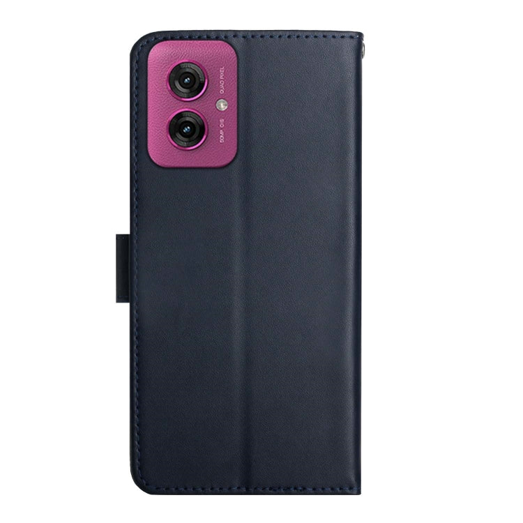 For Motorola Moto G55 5G Genuine Leather Fingerprint-proof Horizontal Flip Phone Case(Blue) - Motorola Cases by PMC TechLife | Online Shopping South Africa | PMC TechLife | Buy Now Pay Later Mobicred