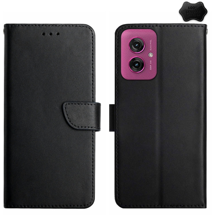 For Motorola Moto G55 5G Genuine Leather Fingerprint-proof Horizontal Flip Phone Case(Black) - Motorola Cases by PMC TechLife | Online Shopping South Africa | PMC TechLife | Buy Now Pay Later Mobicred