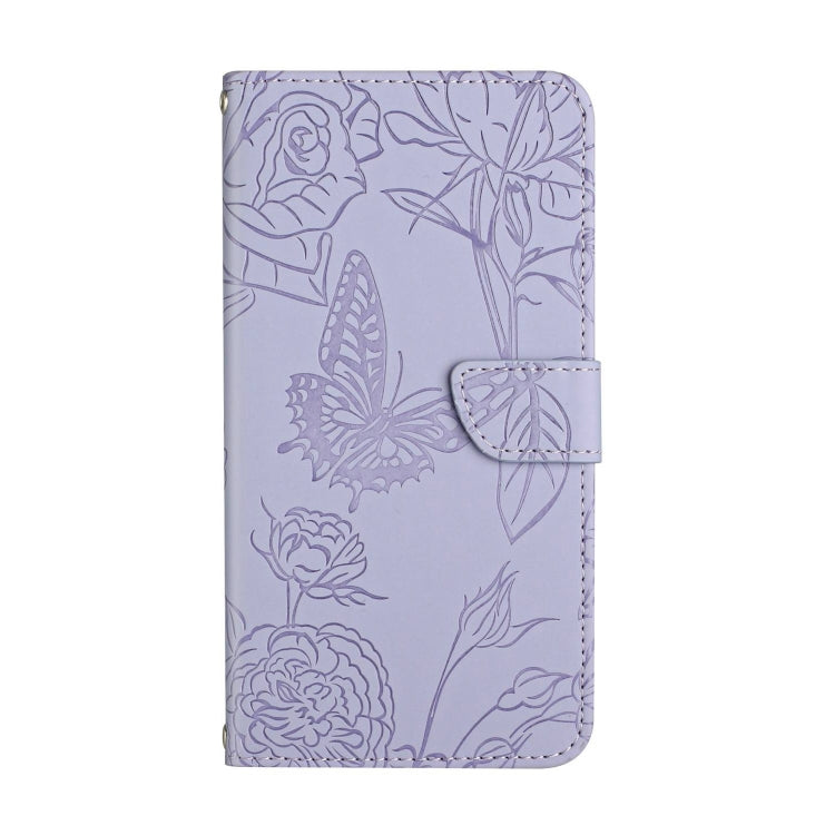 For Motorola Moto G54 HT03 Skin Feel Butterfly Embossed Flip Leather Phone Case(Purple) - Motorola Cases by PMC TechLife | Online Shopping South Africa | PMC TechLife | Buy Now Pay Later Mobicred