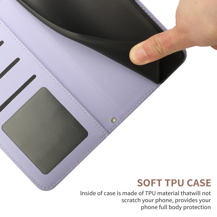 For Motorola Moto G54 HT03 Skin Feel Butterfly Embossed Flip Leather Phone Case(Purple) - Motorola Cases by PMC TechLife | Online Shopping South Africa | PMC TechLife | Buy Now Pay Later Mobicred