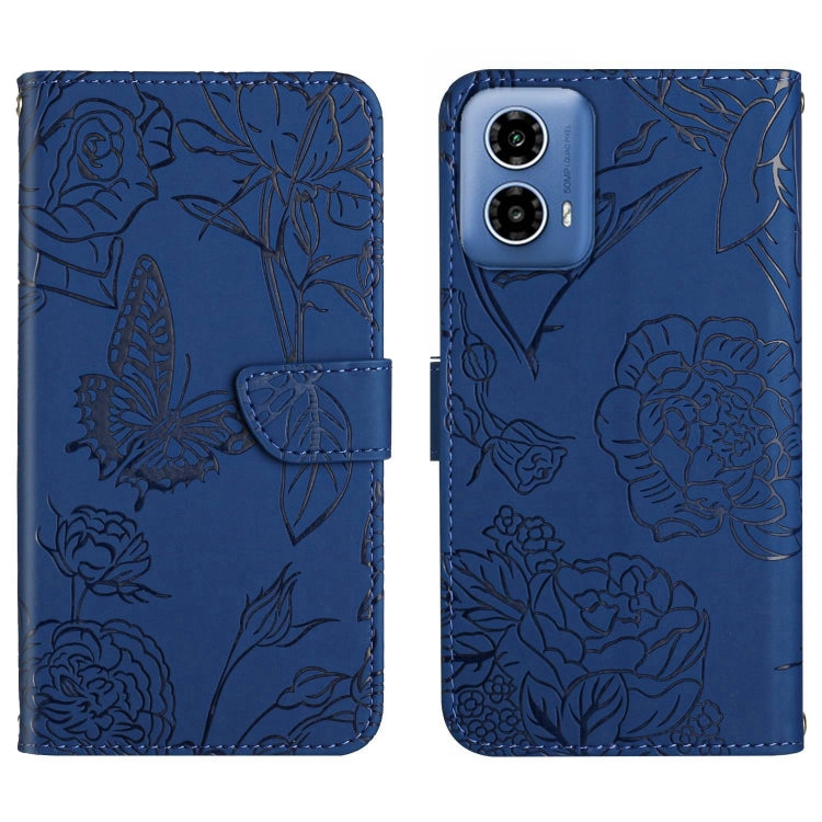 For Motorola Edge 5G 2024 HT03 Skin Feel Butterfly Embossed Flip Leather Phone Case(Blue) - Motorola Cases by PMC Jewellery | Online Shopping South Africa | PMC Jewellery | Buy Now Pay Later Mobicred