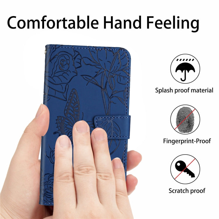 For Motorola Edge 5G 2024 HT03 Skin Feel Butterfly Embossed Flip Leather Phone Case(Blue) - Motorola Cases by PMC Jewellery | Online Shopping South Africa | PMC Jewellery | Buy Now Pay Later Mobicred