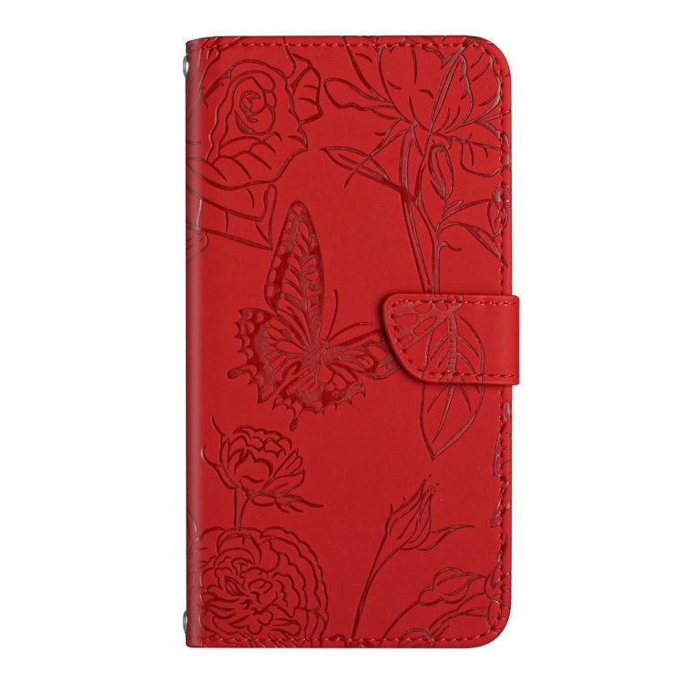 For Motorola Edge 5G 2024 HT03 Skin Feel Butterfly Embossed Flip Leather Phone Case(Red) - Motorola Cases by PMC Jewellery | Online Shopping South Africa | PMC Jewellery | Buy Now Pay Later Mobicred