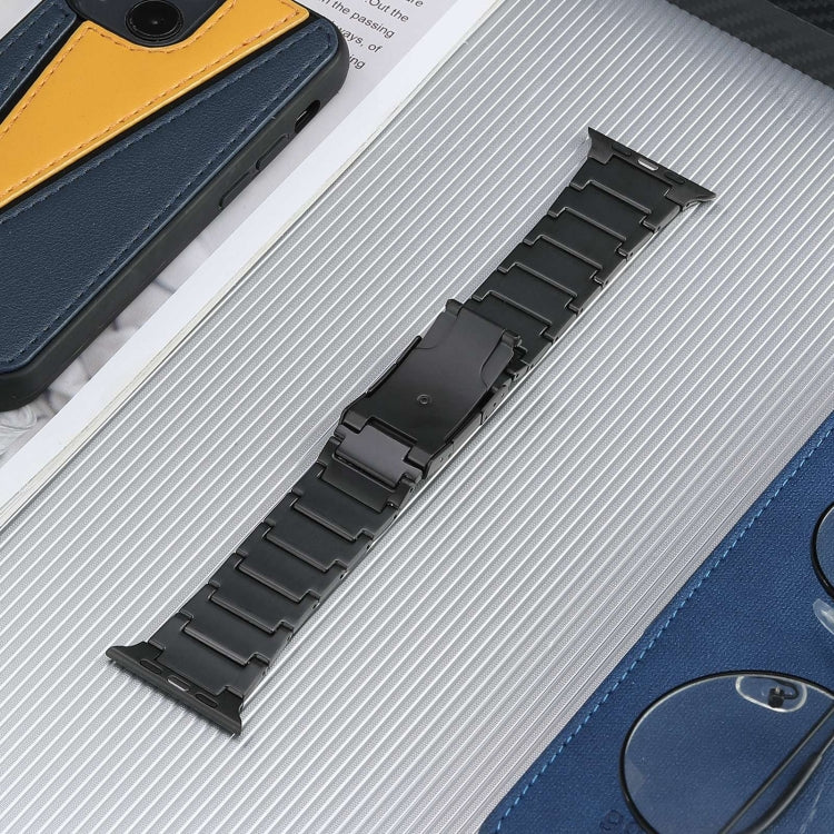 For Apple Watch 42mm Five Beads Turtle Buckle Titanium Steel Watch Band(Black) - Watch Bands by PMC TechLife | Online Shopping South Africa | PMC TechLife