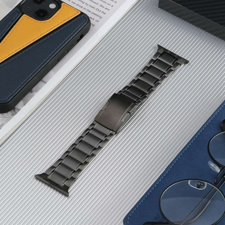 For Apple Watch 42mm Five Beads Turtle Buckle Titanium Steel Watch Band(Grey) - Watch Bands by PMC TechLife | Online Shopping South Africa | PMC TechLife