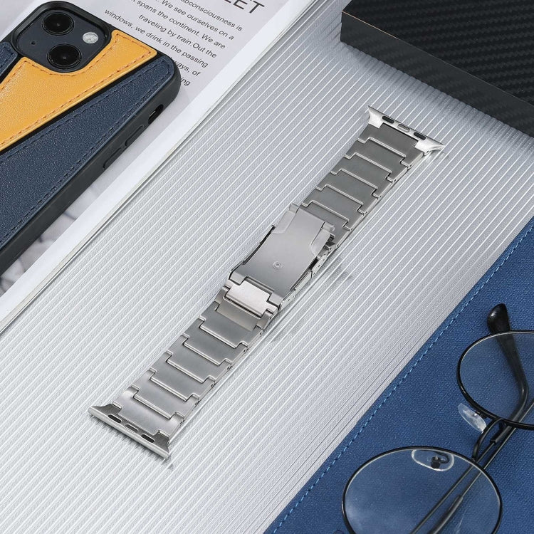 For Apple Watch 42mm Five Beads Turtle Buckle Titanium Steel Watch Band(Silver) - Watch Bands by PMC TechLife | Online Shopping South Africa | PMC TechLife