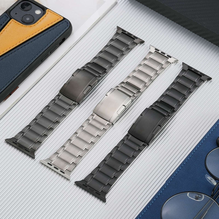 For Apple Watch SE 44mm Five Beads Turtle Buckle Titanium Steel Watch Band(Black) - Watch Bands by PMC TechLife | Online Shopping South Africa | PMC TechLife