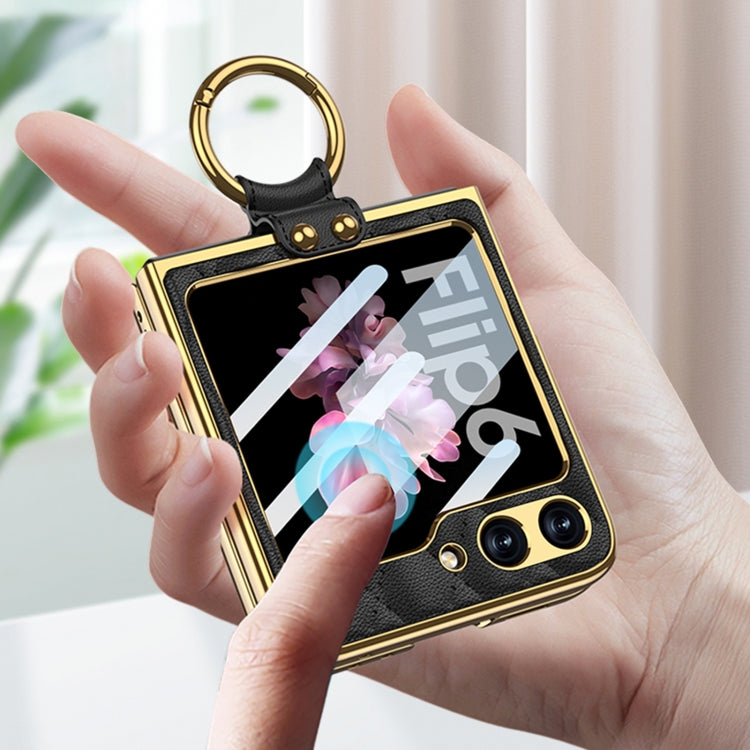For Samsung Galaxy Z Flip6 / Flip7 FE GKK Integrated Plating Diamond Texture PU Phone Case with Ring(Purple) - free shipping - PMC Jewellery - Order now!