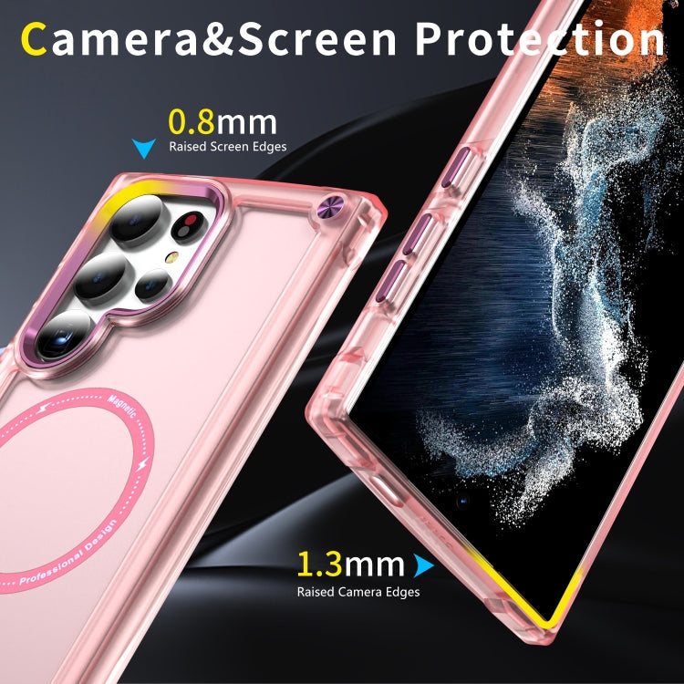 For Samsung Galaxy S25 Ultra 5G Skin Feel TPU + PC MagSafe Magnetic Phone Case(Transparent Pink) - Galaxy S25 Ultra 5G Cases by PMC Jewellery | Online Shopping South Africa | PMC Jewellery | Buy Now Pay Later Mobicred