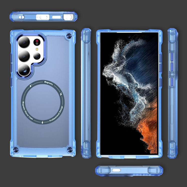 For Samsung Galaxy S25 Ultra 5G Skin Feel TPU + PC MagSafe Magnetic Phone Case(Transparent Blue) - Galaxy S25 Ultra 5G Cases by PMC Jewellery | Online Shopping South Africa | PMC Jewellery | Buy Now Pay Later Mobicred