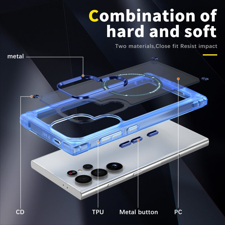 For Samsung Galaxy S25 Ultra 5G Skin Feel TPU + PC MagSafe Magnetic Phone Case(Transparent Blue) - Galaxy S25 Ultra 5G Cases by PMC Jewellery | Online Shopping South Africa | PMC Jewellery | Buy Now Pay Later Mobicred