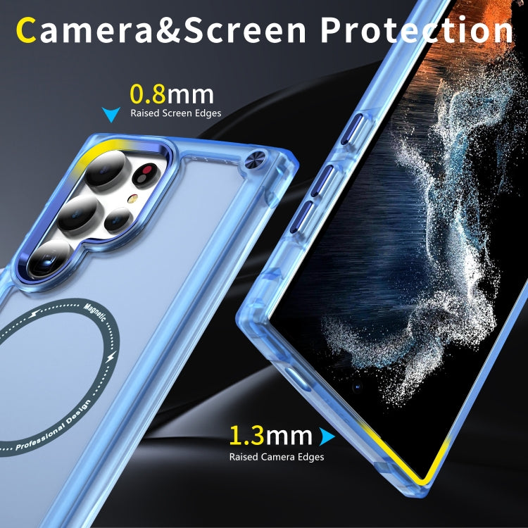 For Samsung Galaxy S25 Ultra 5G Skin Feel TPU + PC MagSafe Magnetic Phone Case(Transparent Blue) - Galaxy S25 Ultra 5G Cases by PMC Jewellery | Online Shopping South Africa | PMC Jewellery | Buy Now Pay Later Mobicred