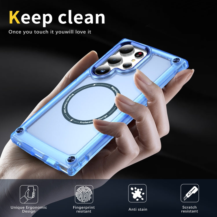 For Samsung Galaxy S25 Ultra 5G Skin Feel TPU + PC MagSafe Magnetic Phone Case(Transparent Blue) - Galaxy S25 Ultra 5G Cases by PMC Jewellery | Online Shopping South Africa | PMC Jewellery | Buy Now Pay Later Mobicred