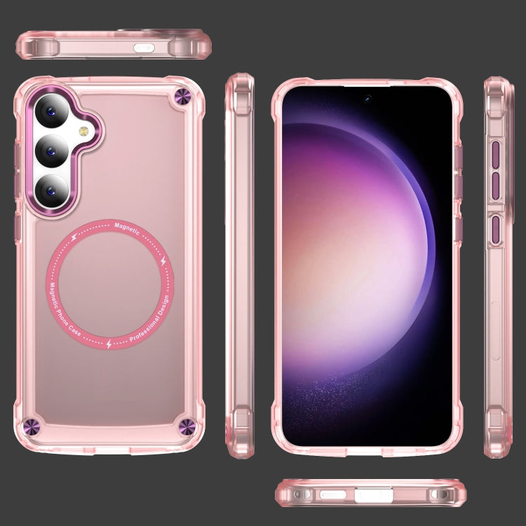 For Samsung Galaxy S25+ 5G Skin Feel TPU + PC MagSafe Magnetic Phone Case(Transparent Pink) - Galaxy S25+ 5G Cases by PMC Jewellery | Online Shopping South Africa | PMC Jewellery | Buy Now Pay Later Mobicred