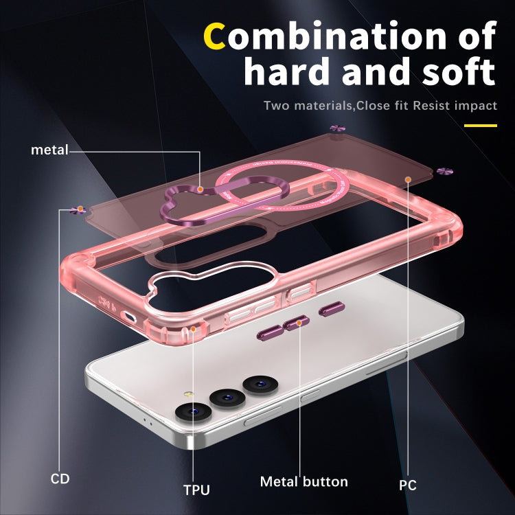 For Samsung Galaxy S25+ 5G Skin Feel TPU + PC MagSafe Magnetic Phone Case(Transparent Pink) - Galaxy S25+ 5G Cases by PMC Jewellery | Online Shopping South Africa | PMC Jewellery | Buy Now Pay Later Mobicred