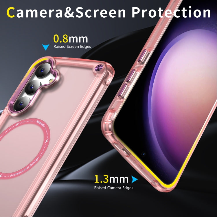 For Samsung Galaxy S25+ 5G Skin Feel TPU + PC MagSafe Magnetic Phone Case(Transparent Pink) - Galaxy S25+ 5G Cases by PMC Jewellery | Online Shopping South Africa | PMC Jewellery | Buy Now Pay Later Mobicred
