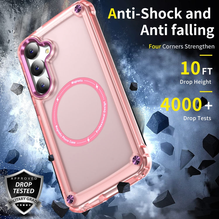 For Samsung Galaxy S25+ 5G Skin Feel TPU + PC MagSafe Magnetic Phone Case(Transparent Pink) - Galaxy S25+ 5G Cases by PMC Jewellery | Online Shopping South Africa | PMC Jewellery | Buy Now Pay Later Mobicred