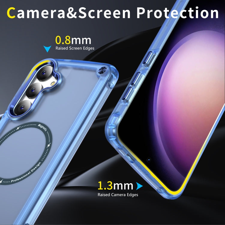 For Samsung Galaxy S25 5G Skin Feel TPU + PC MagSafe Magnetic Phone Case(Transparent Blue) - Galaxy S25 5G Cases by PMC Jewellery | Online Shopping South Africa | PMC Jewellery | Buy Now Pay Later Mobicred
