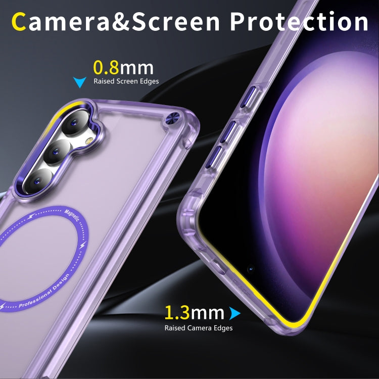 For Samsung Galaxy S25 5G Skin Feel TPU + PC MagSafe Magnetic Phone Case(Transparent Purple) - Galaxy S25 5G Cases by PMC Jewellery | Online Shopping South Africa | PMC Jewellery | Buy Now Pay Later Mobicred