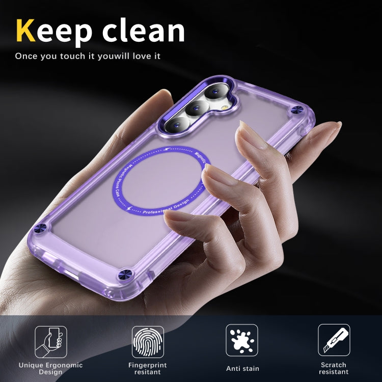 For Samsung Galaxy S25 5G Skin Feel TPU + PC MagSafe Magnetic Phone Case(Transparent Purple) - Galaxy S25 5G Cases by PMC Jewellery | Online Shopping South Africa | PMC Jewellery | Buy Now Pay Later Mobicred