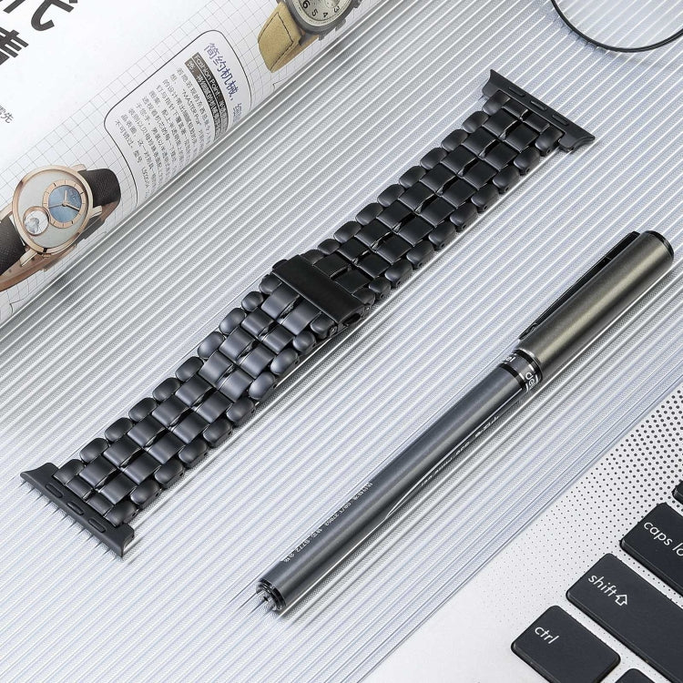 For Apple Watch SE 2022 44mm Five Beads Titanium Steel Watch Band(Black) - Watch Bands by PMC TechLife | Online Shopping South Africa | PMC TechLife