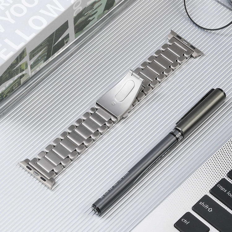 For Apple Watch 38mm Five Beads Titanium Steel Watch Band(Silver) - Watch Bands by PMC TechLife | Online Shopping South Africa | PMC TechLife