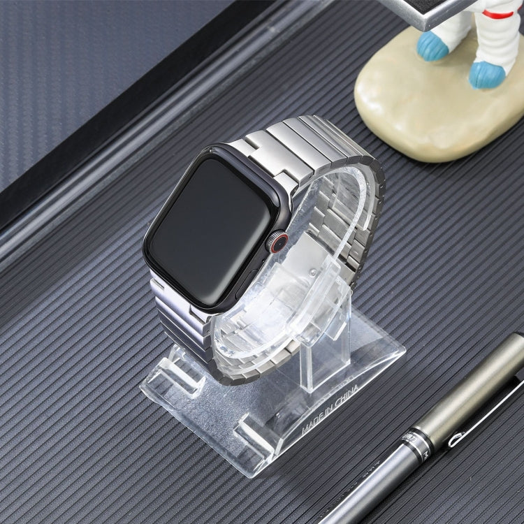 For Apple Watch SE 2022 40mm Flat Buckle Stainless Steel Watch Band(Silver) - Watch Bands by PMC TechLife | Online Shopping South Africa | PMC TechLife | Buy Now Pay Later Mobicred