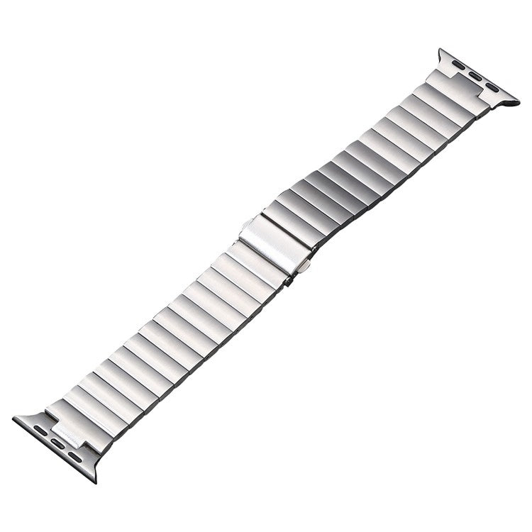 For Apple Watch Series 5 44mm Flat Buckle Stainless Steel Watch Band(Silver) - Watch Bands by PMC TechLife | Online Shopping South Africa | PMC TechLife | Buy Now Pay Later Mobicred