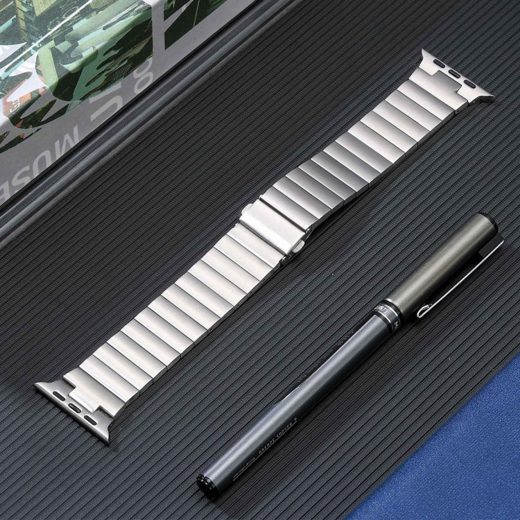 For Apple Watch Series 3 38mm Flat Buckle Stainless Steel Watch Band(Silver) - Watch Bands by PMC TechLife | Online Shopping South Africa | PMC TechLife | Buy Now Pay Later Mobicred