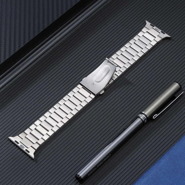 For Apple Watch Series 3 42mm Flat Buckle Stainless Steel Watch Band(Silver) - Watch Bands by PMC TechLife | Online Shopping South Africa | PMC TechLife | Buy Now Pay Later Mobicred