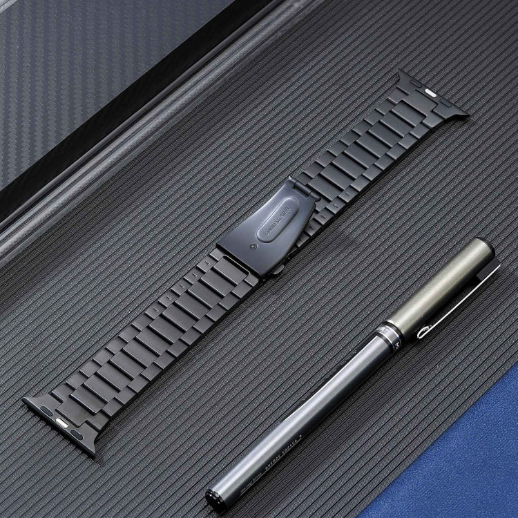 For Apple Watch 42mm Flat Buckle Stainless Steel Watch Band(Black) - free shipping - PMC TechLife - Order now!