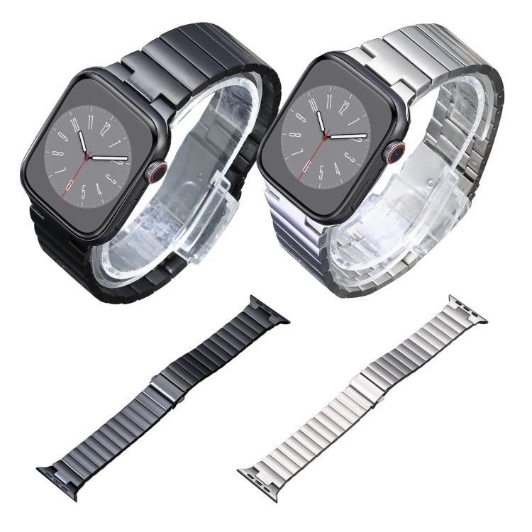 For Apple Watch SE 2022 44mm Flat Buckle Stainless Steel Watch Band(Silver) - Watch Bands by PMC TechLife | Online Shopping South Africa | PMC TechLife | Buy Now Pay Later Mobicred